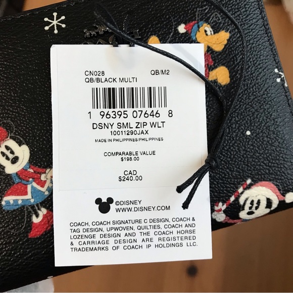 🐭 Disney X Coach Small Zip Around Wallet With Holiday Print - Picture 7 of 10
